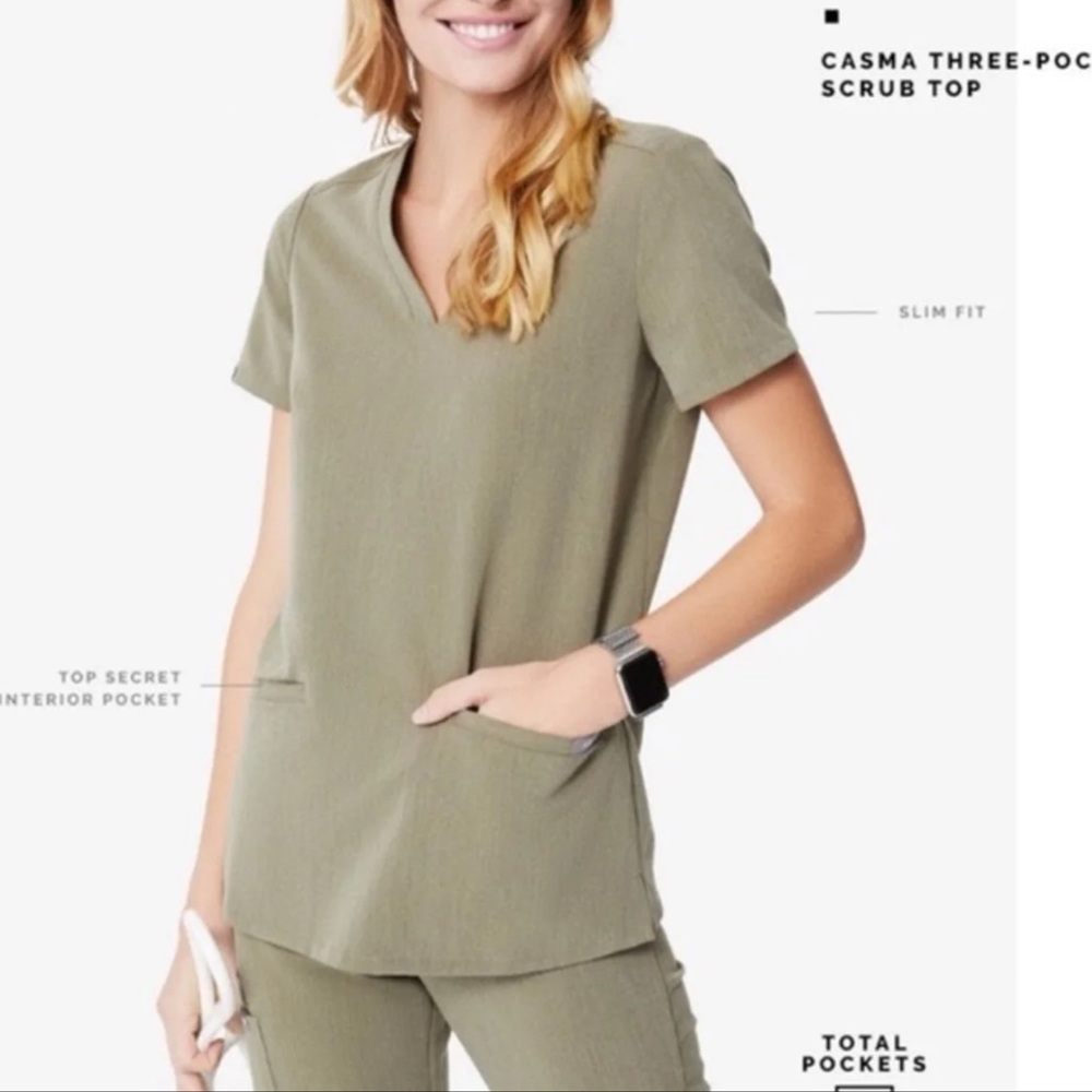 Figs Heather Olive Scrub Set